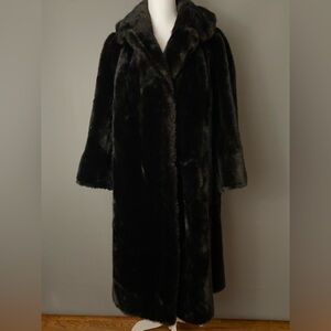 Vintage Tissavel Faux Fur Long Coat - Made in England Black